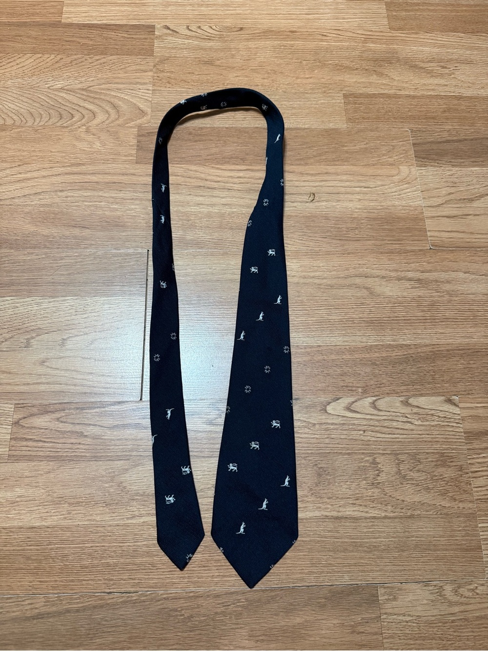 Kent & Curwen navy blue tie with white animal silhouettes